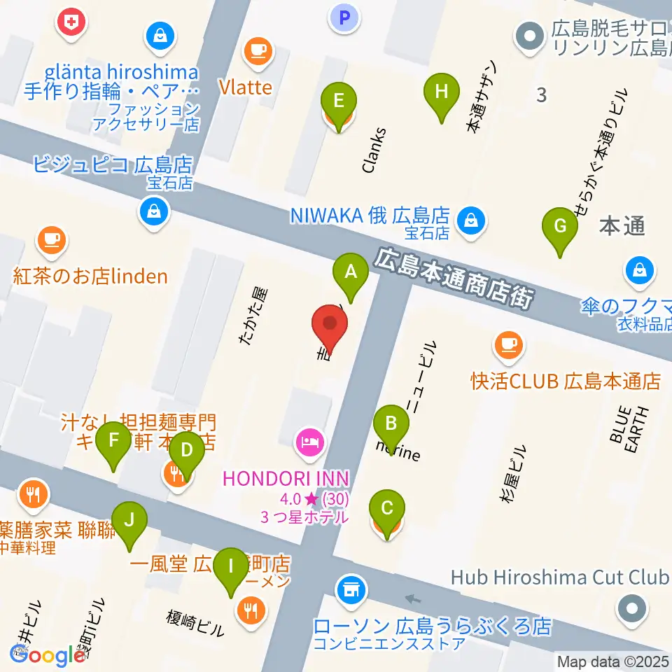 BIGBOSS広島周辺のファミレス・ファーストフード一覧地図