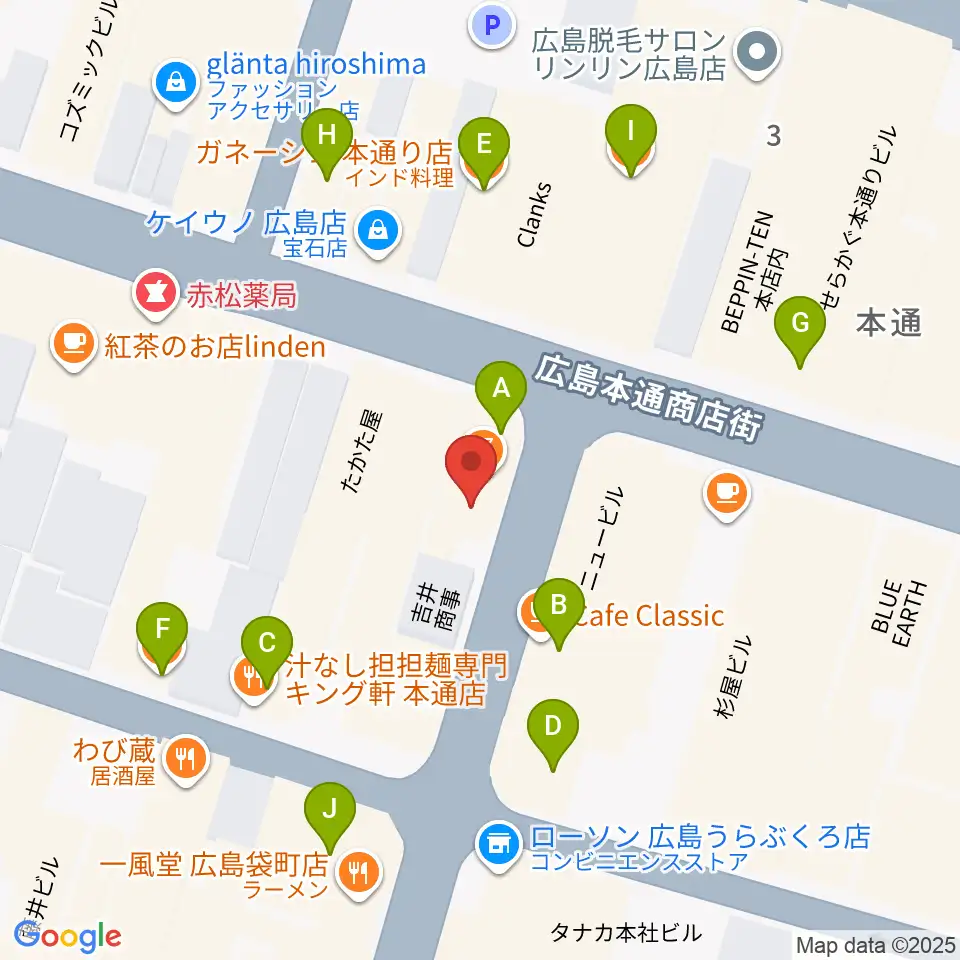 BIGBOSS広島周辺のファミレス・ファーストフード一覧地図