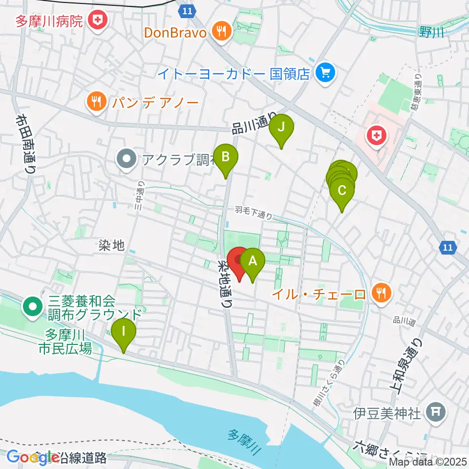 音楽教室『箱』周辺のファミレス・ファーストフード一覧地図