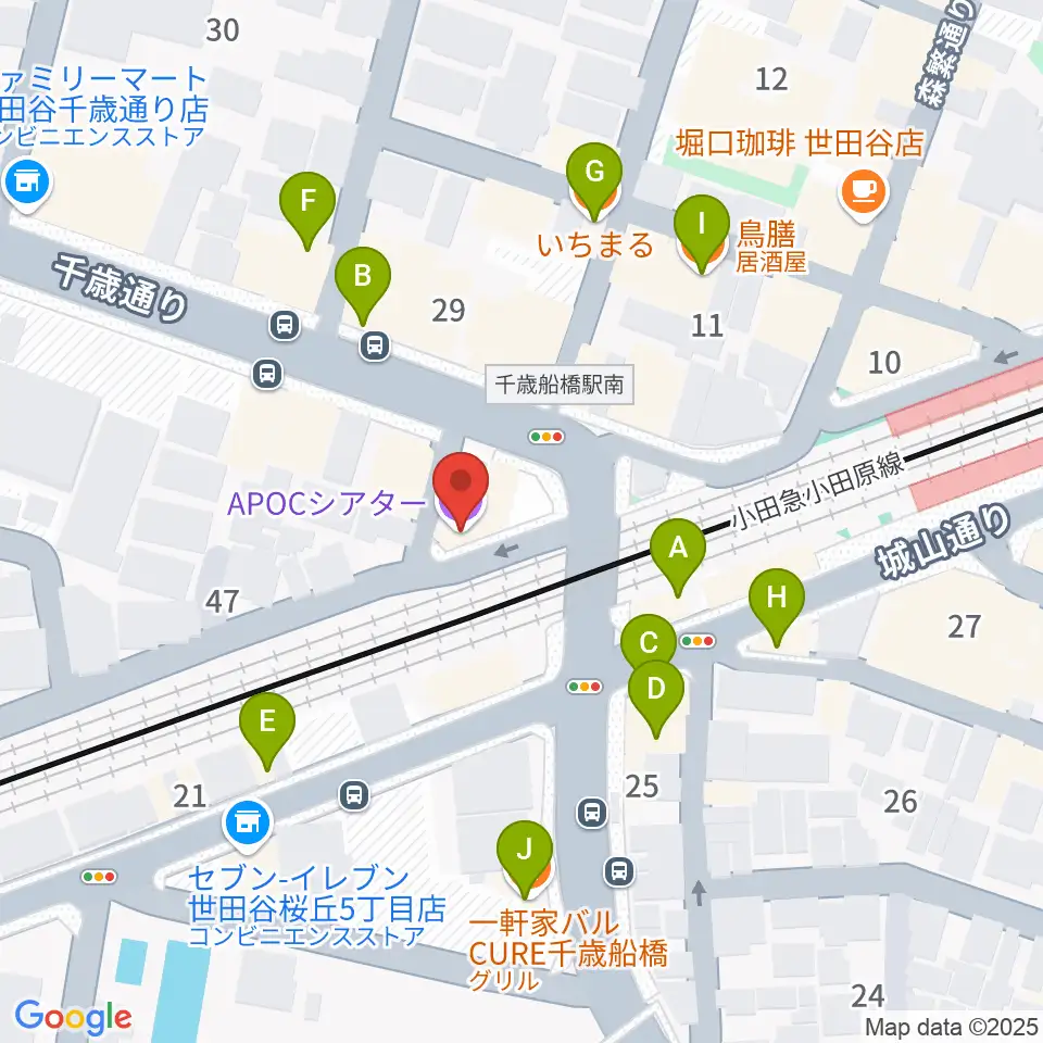 APOCシアター周辺のファミレス・ファーストフード一覧地図