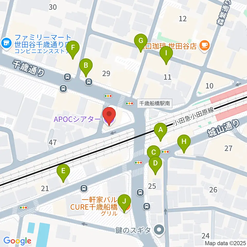 APOCシアター周辺のファミレス・ファーストフード一覧地図