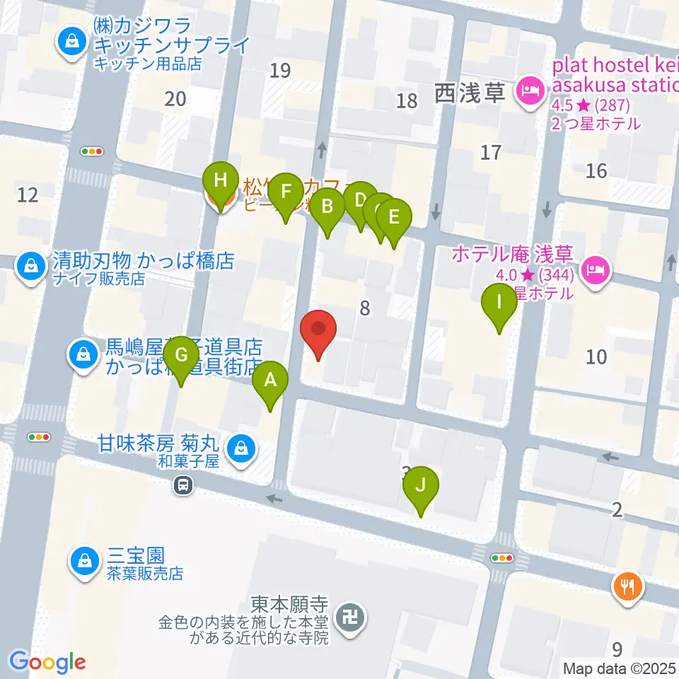 あさくさ劇亭周辺のファミレス・ファーストフード一覧地図