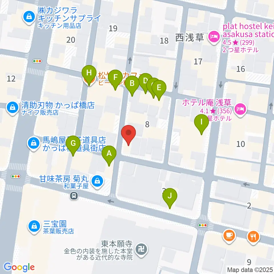 あさくさ劇亭周辺のファミレス・ファーストフード一覧地図