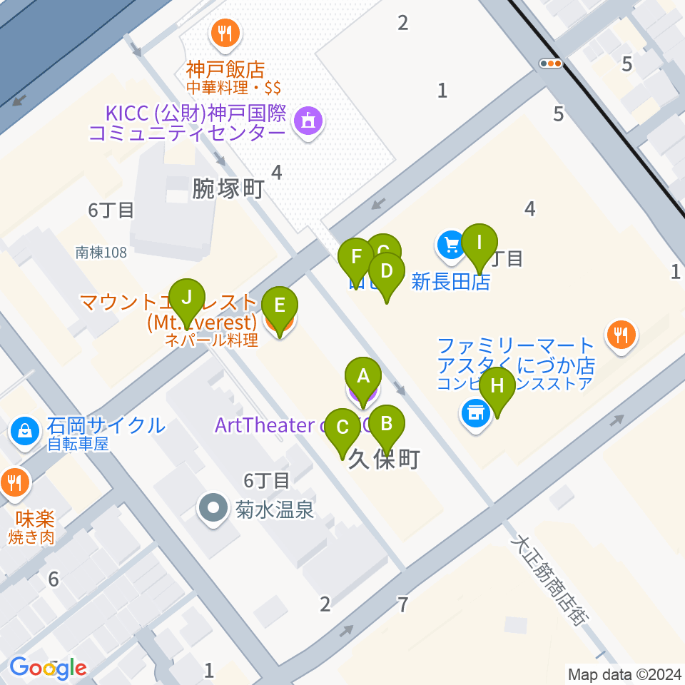 アートシアターdB神戸周辺のファミレス・ファーストフード一覧地図