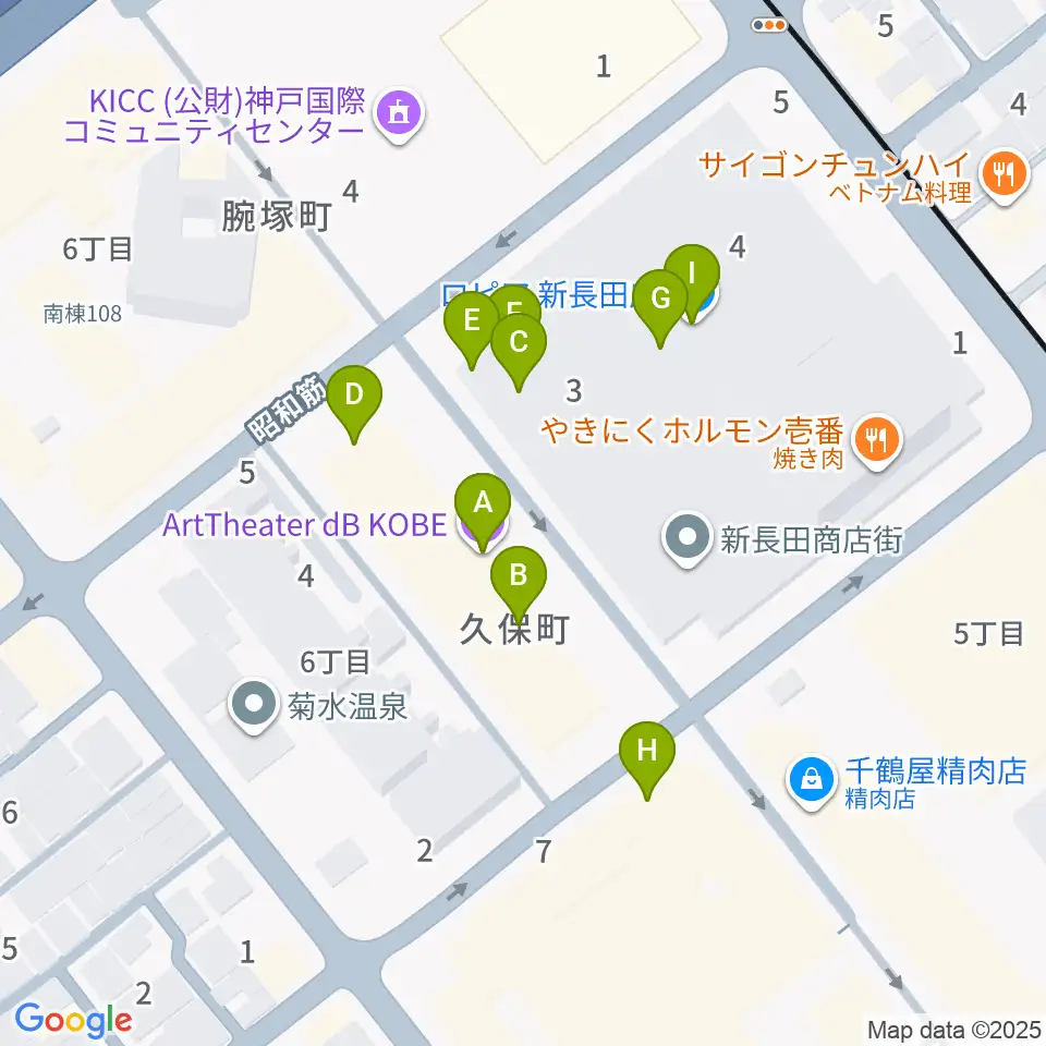 アートシアターdB神戸周辺のファミレス・ファーストフード一覧地図