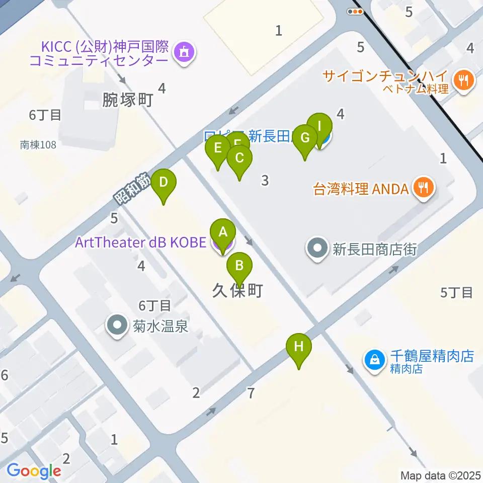 アートシアターdB神戸周辺のファミレス・ファーストフード一覧地図