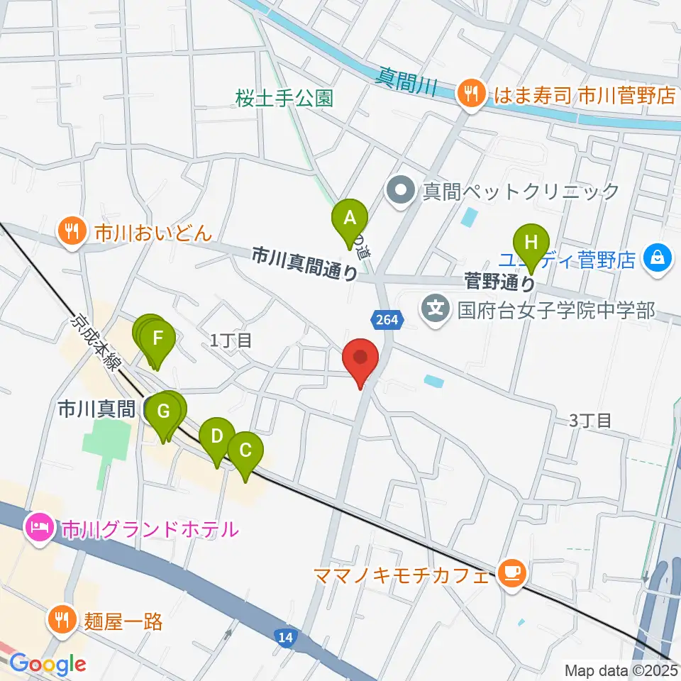 三陽楽器店周辺のファミレス・ファーストフード一覧地図