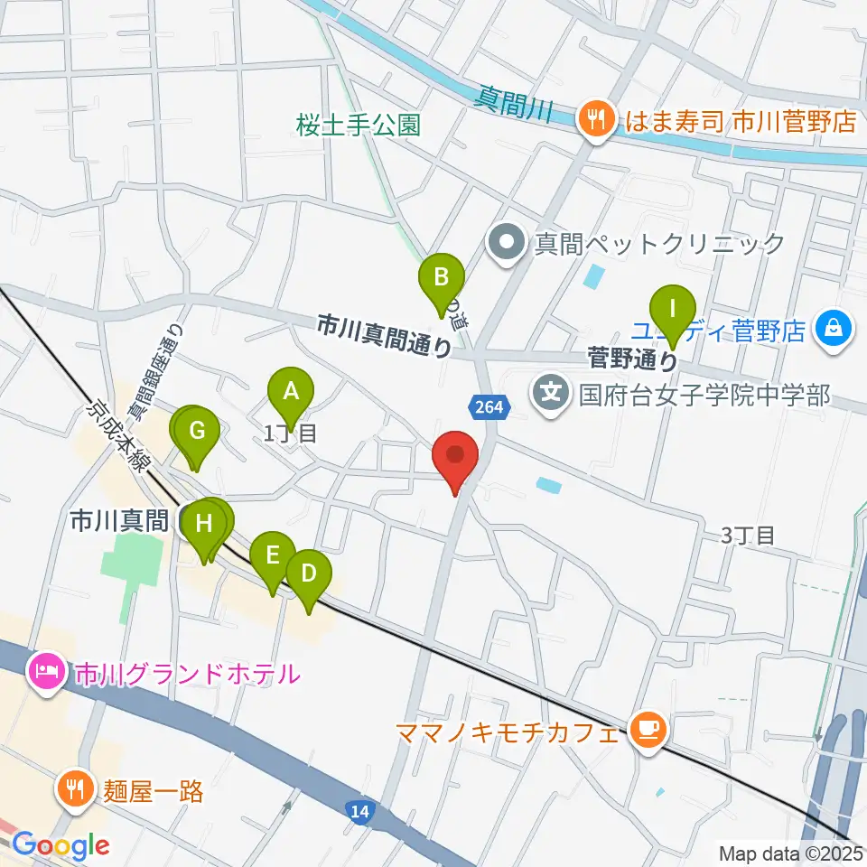 三陽楽器店周辺のファミレス・ファーストフード一覧地図