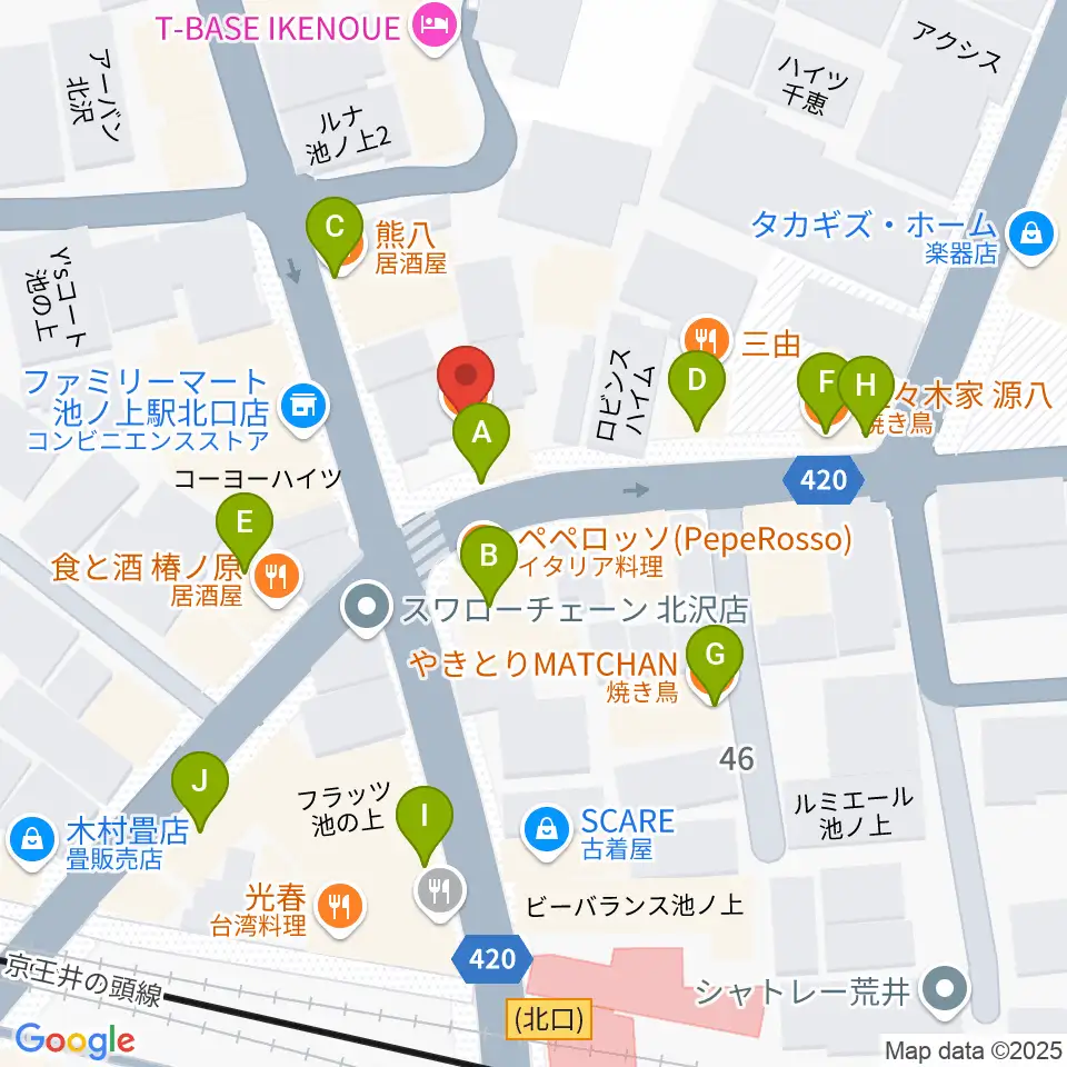 あ～とすぺ～すMASUO周辺のファミレス・ファーストフード一覧地図