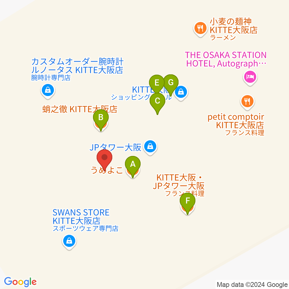 SkyシアターMBS周辺のファミレス・ファーストフード一覧地図