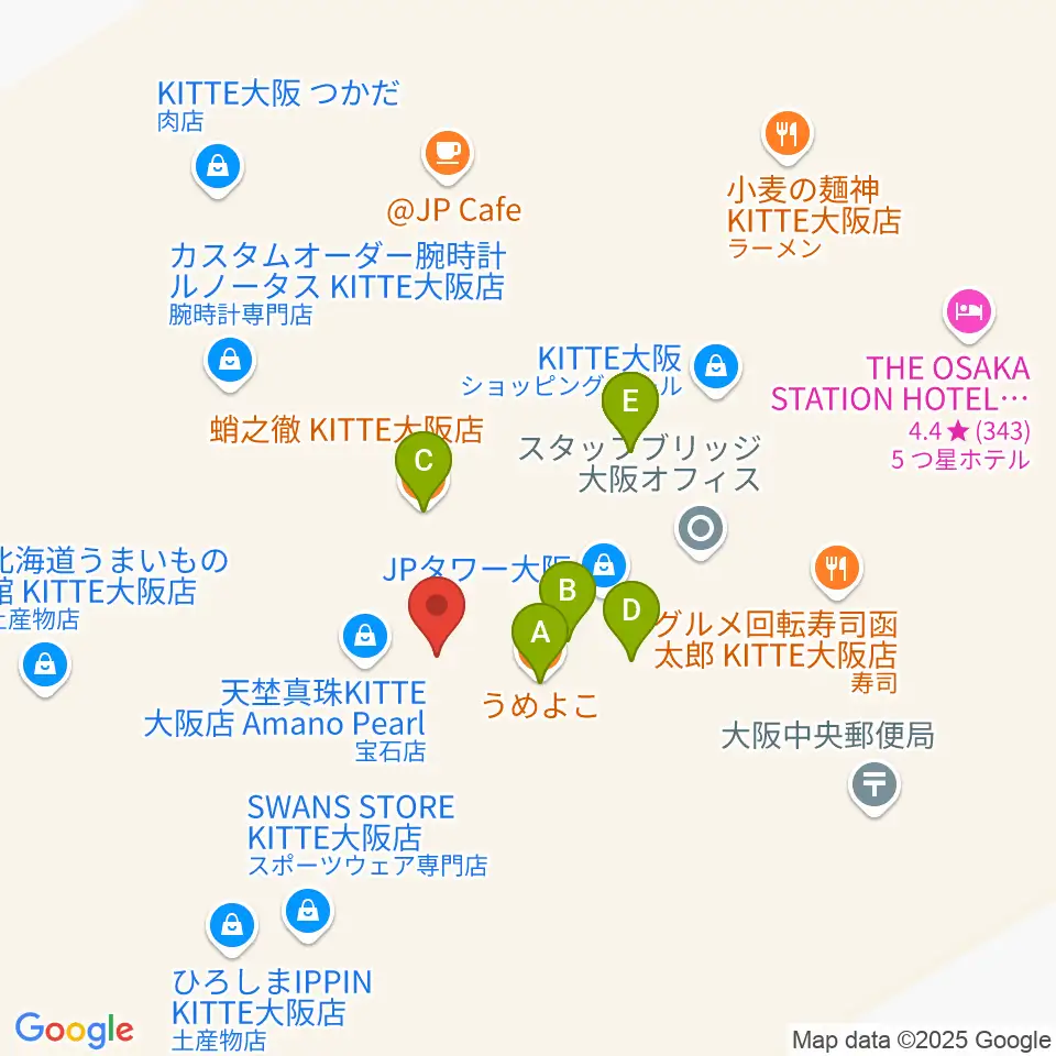 SkyシアターMBS周辺のファミレス・ファーストフード一覧地図