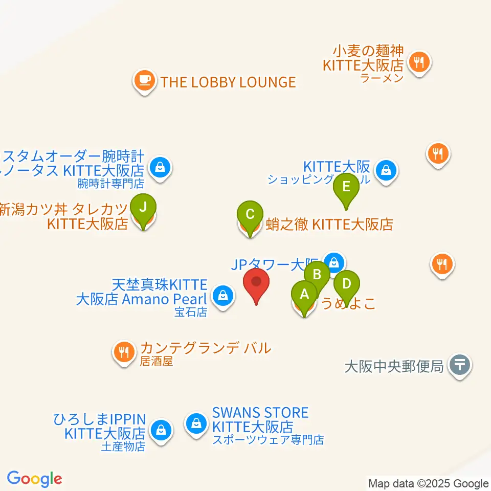 SkyシアターMBS周辺のファミレス・ファーストフード一覧地図
