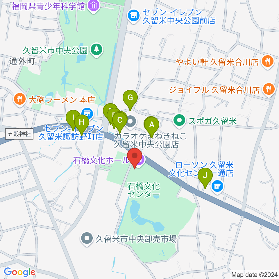 石橋文化ホール周辺のファミレス・ファーストフード一覧地図