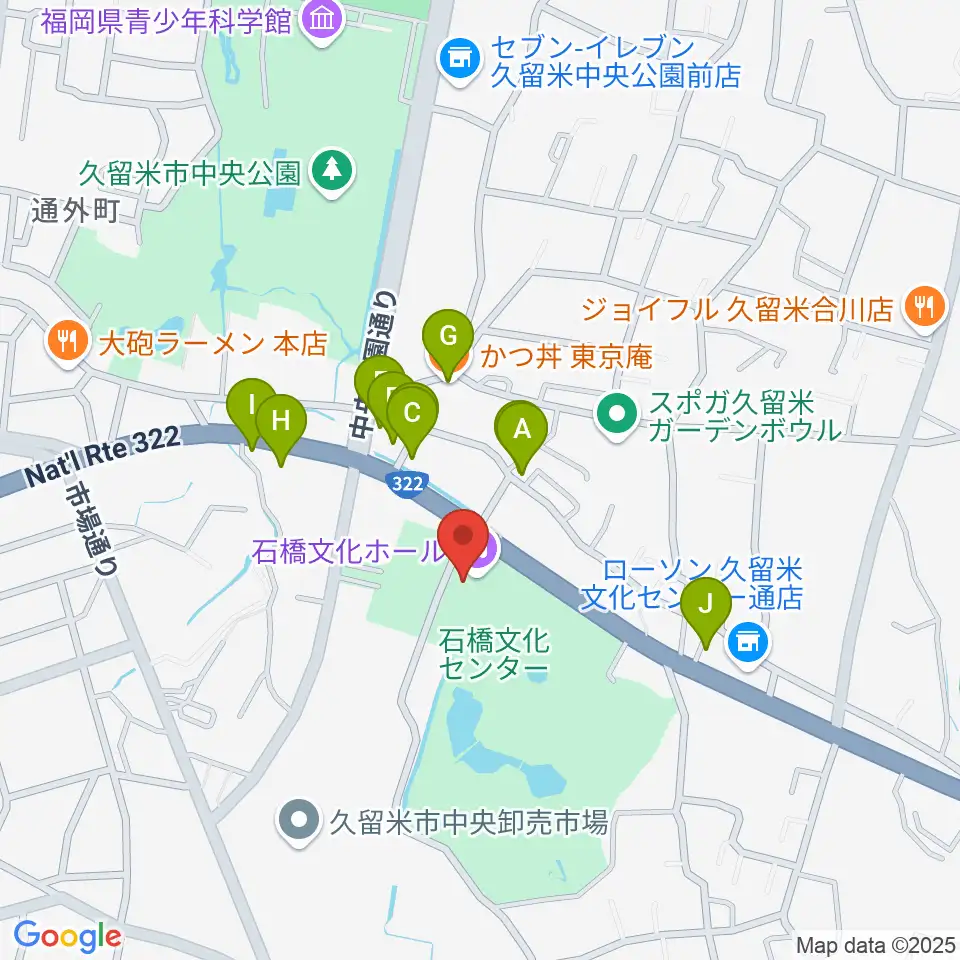 石橋文化ホール周辺のファミレス・ファーストフード一覧地図