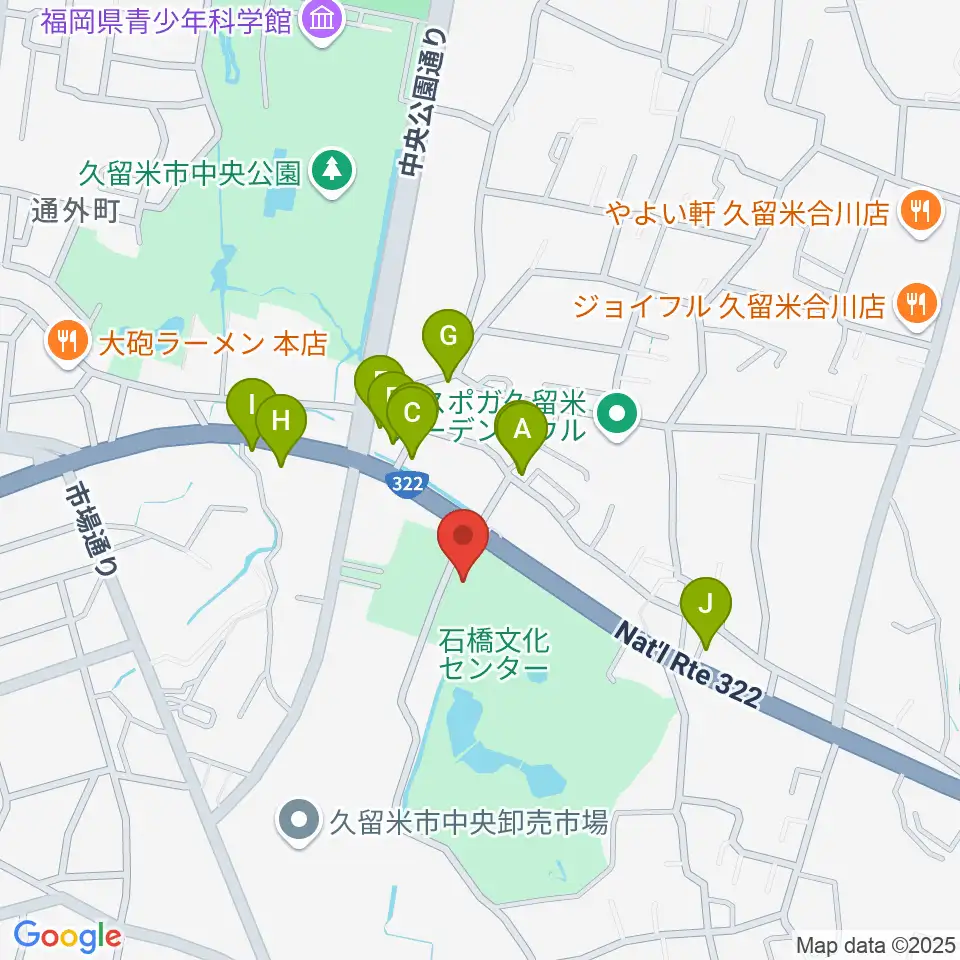 石橋文化ホール周辺のファミレス・ファーストフード一覧地図