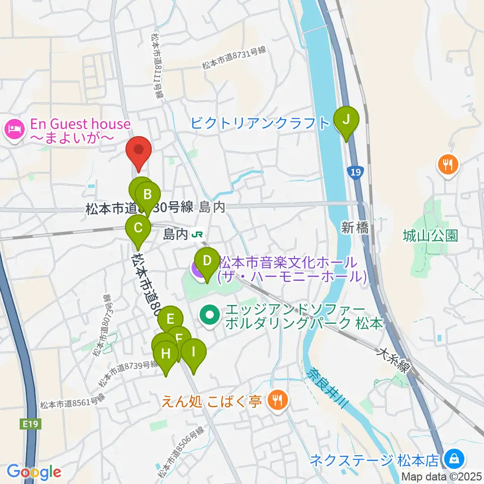 ミュージックプラザオグチ島内店周辺のファミレス・ファーストフード一覧地図