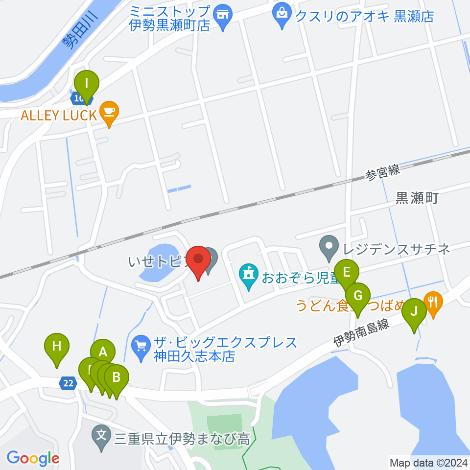 いせトピア周辺のファミレス・ファーストフード一覧地図