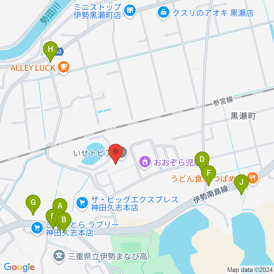 いせトピア周辺のファミレス・ファーストフード一覧地図