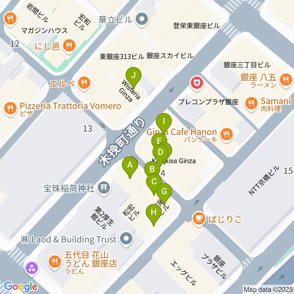 銀座ミスターオールディーズ周辺のファミレス・ファーストフード一覧地図