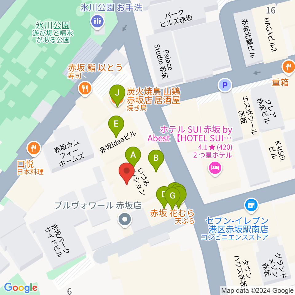 赤坂B flat周辺のファミレス・ファーストフード一覧地図