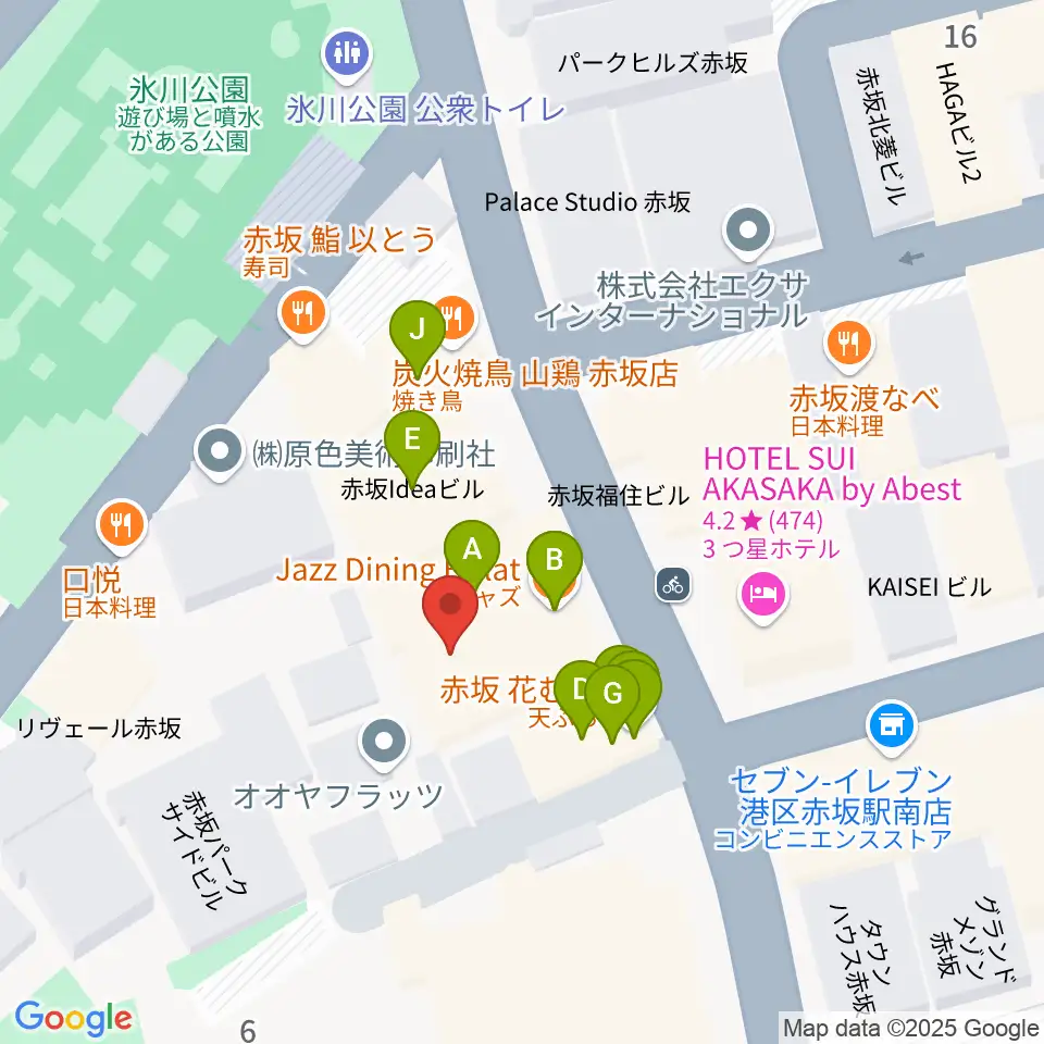 赤坂B flat周辺のファミレス・ファーストフード一覧地図