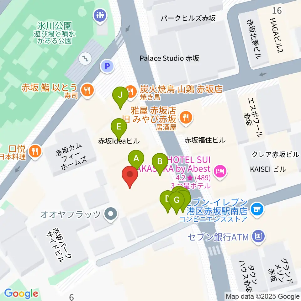 赤坂B flat周辺のファミレス・ファーストフード一覧地図