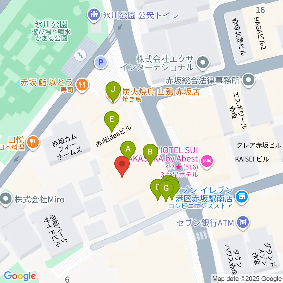 赤坂B flat周辺のファミレス・ファーストフード一覧地図