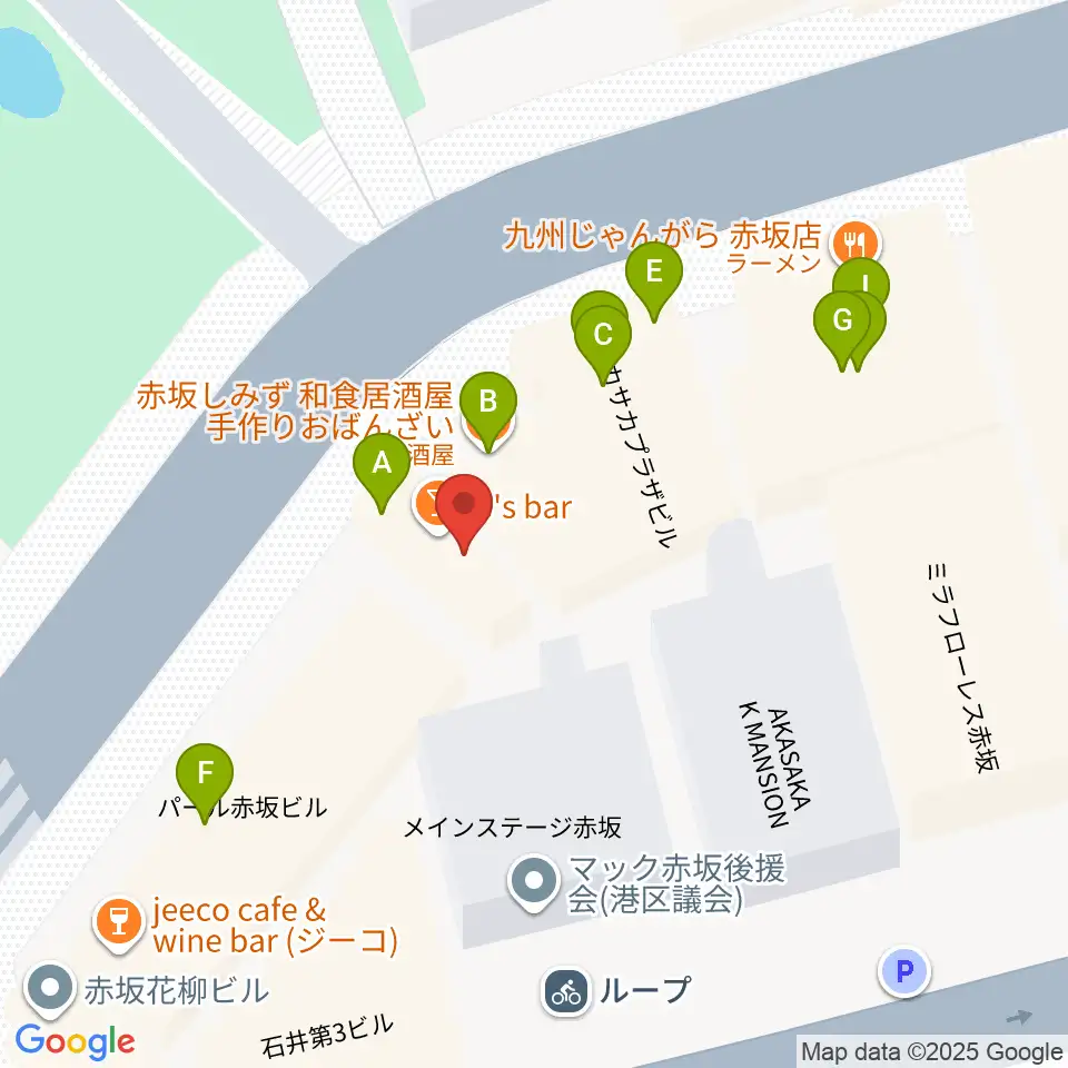 赤坂G's bar周辺のファミレス・ファーストフード一覧地図