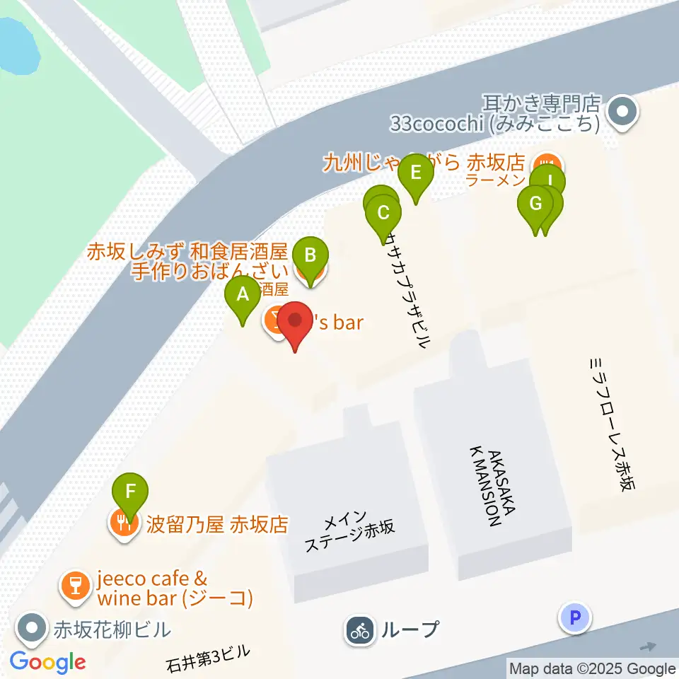 赤坂G's bar周辺のファミレス・ファーストフード一覧地図