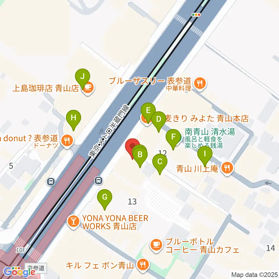 表参道ジャズバード周辺のファミレス・ファーストフード一覧地図
