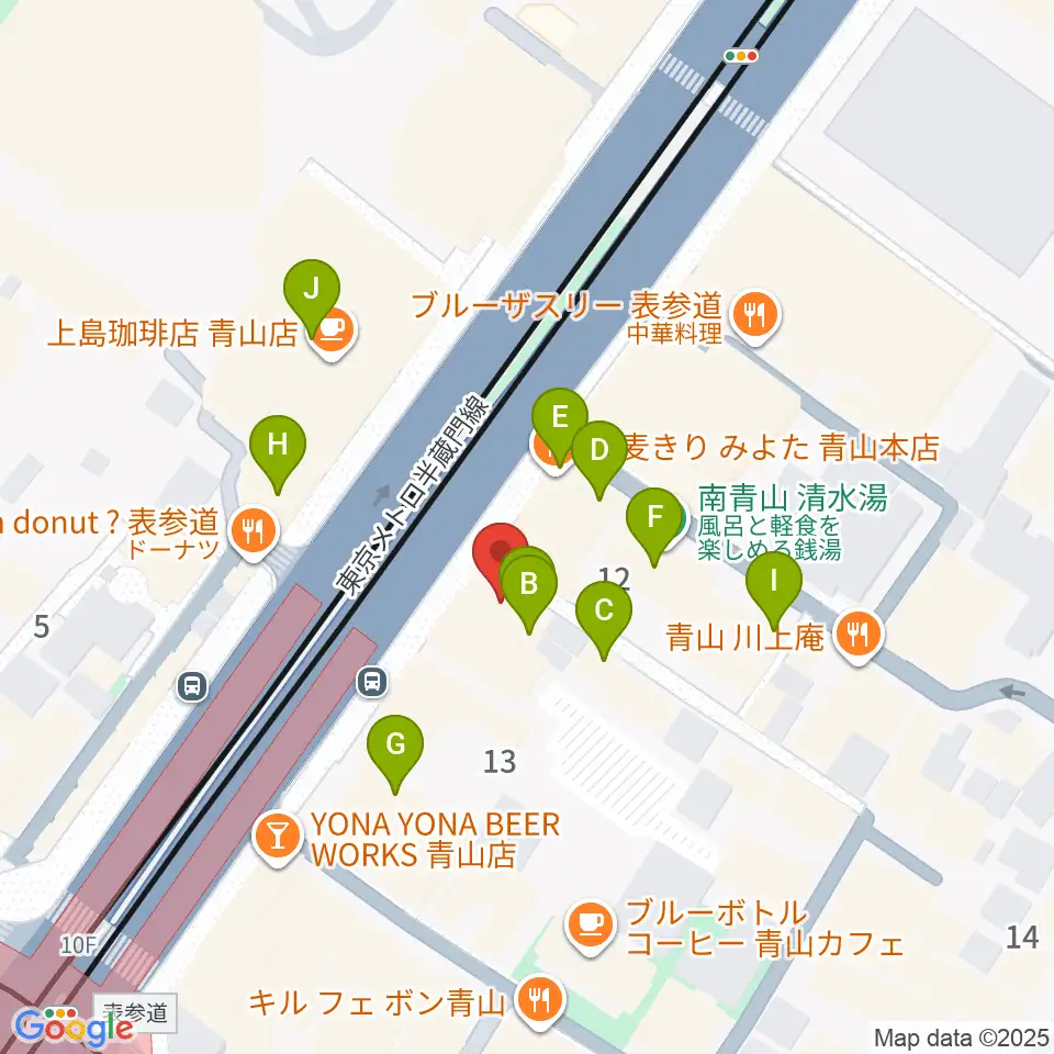 表参道ジャズバード周辺のファミレス・ファーストフード一覧地図