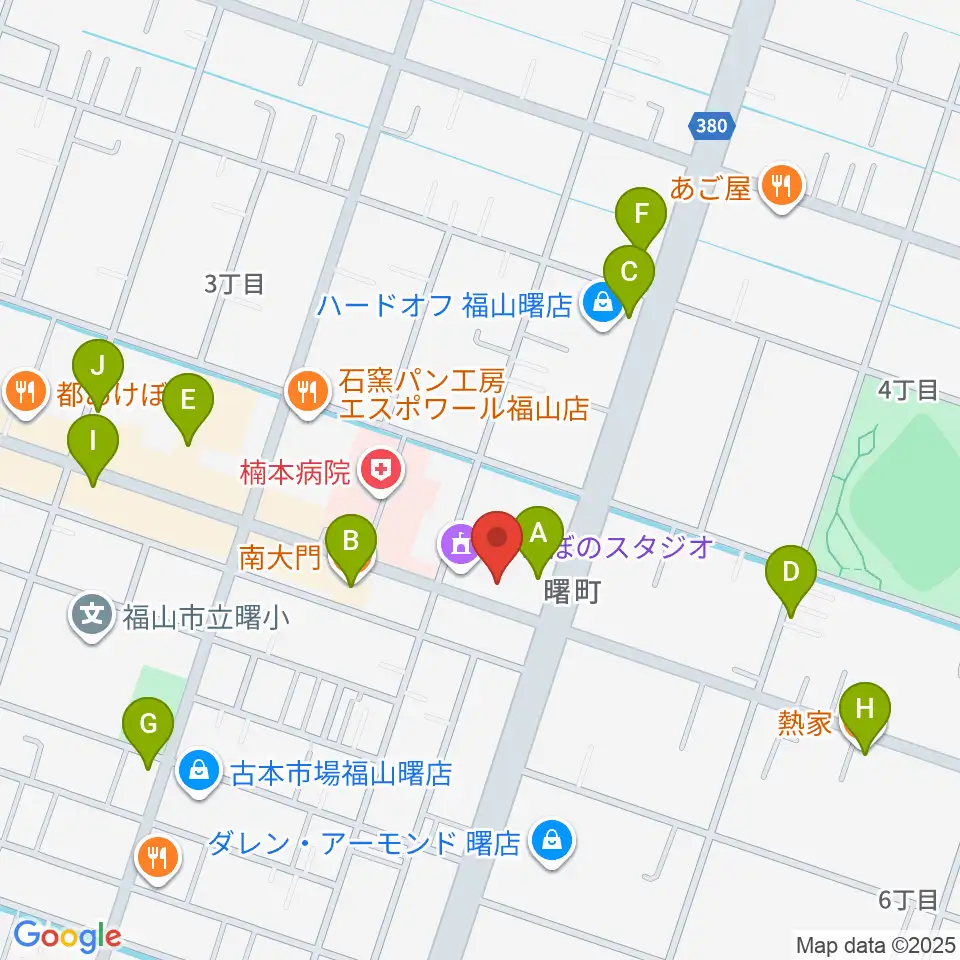 音楽館ピアノプラザ福山店周辺のファミレス・ファーストフード一覧地図