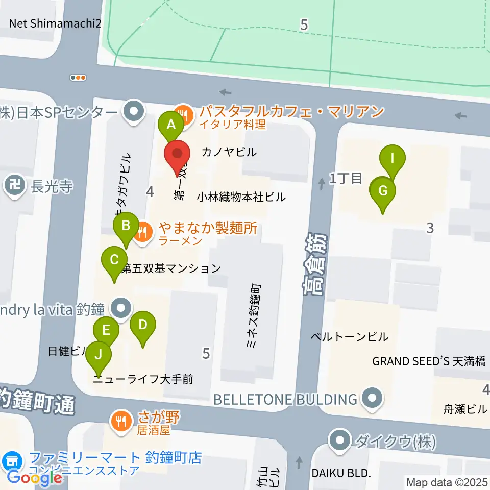青山ハープ大阪ショールーム周辺のファミレス・ファーストフード一覧地図