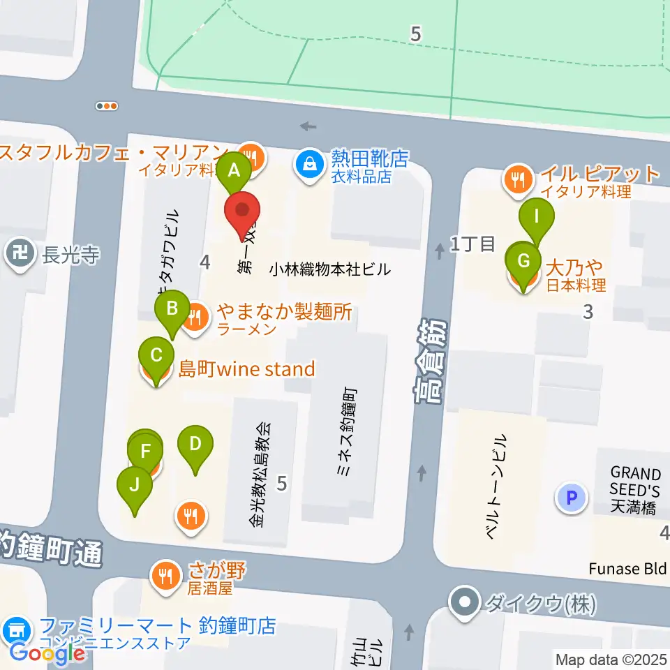 青山ハープ大阪ショールーム周辺のファミレス・ファーストフード一覧地図