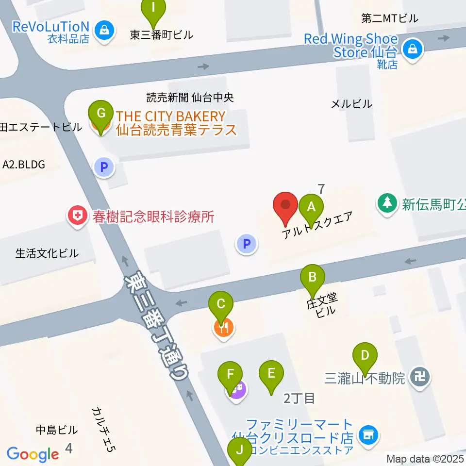 仙台enn 2nd・enn 3rd周辺のファミレス・ファーストフード一覧地図