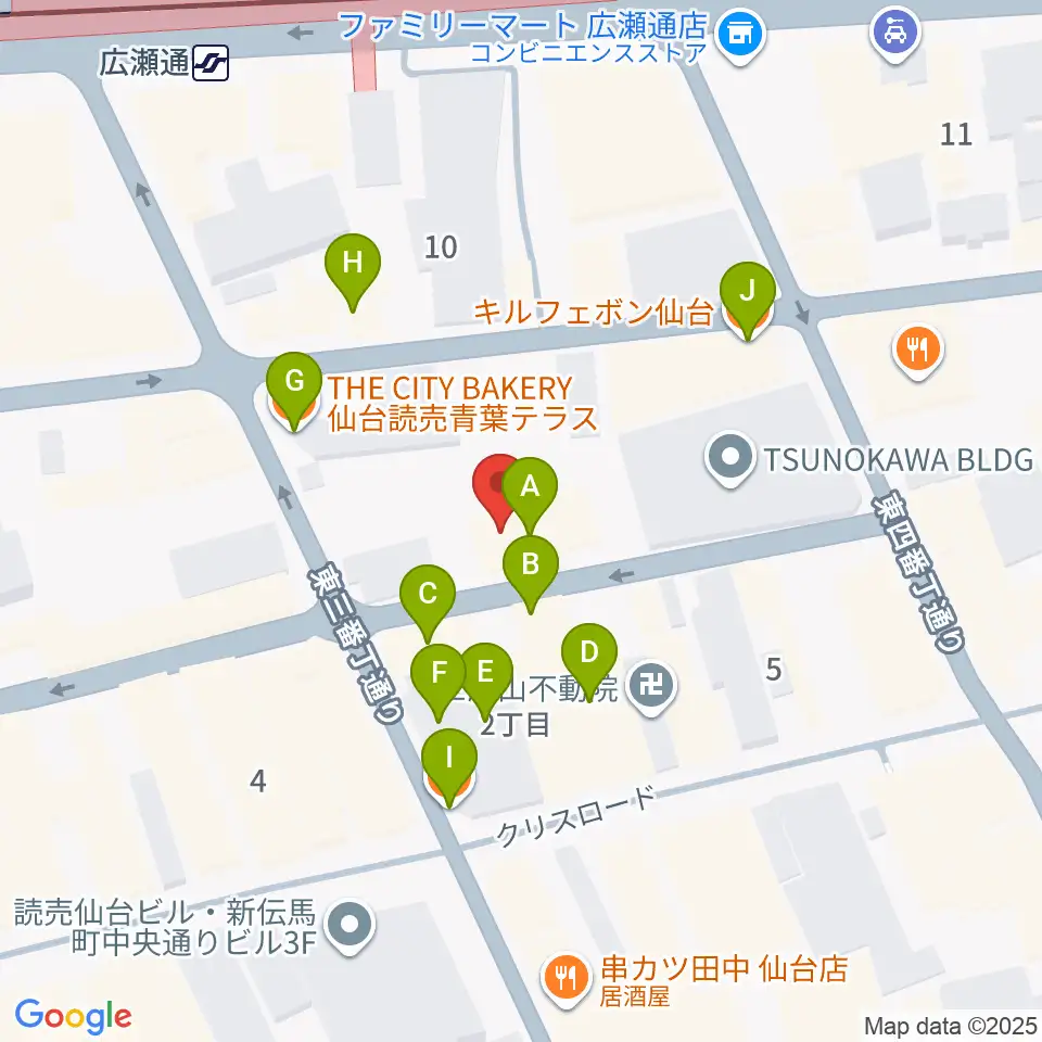 仙台enn 2nd・enn 3rd周辺のファミレス・ファーストフード一覧地図