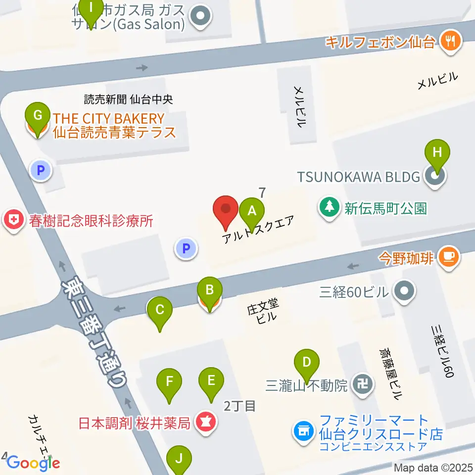 仙台enn 2nd・enn 3rd周辺のファミレス・ファーストフード一覧地図