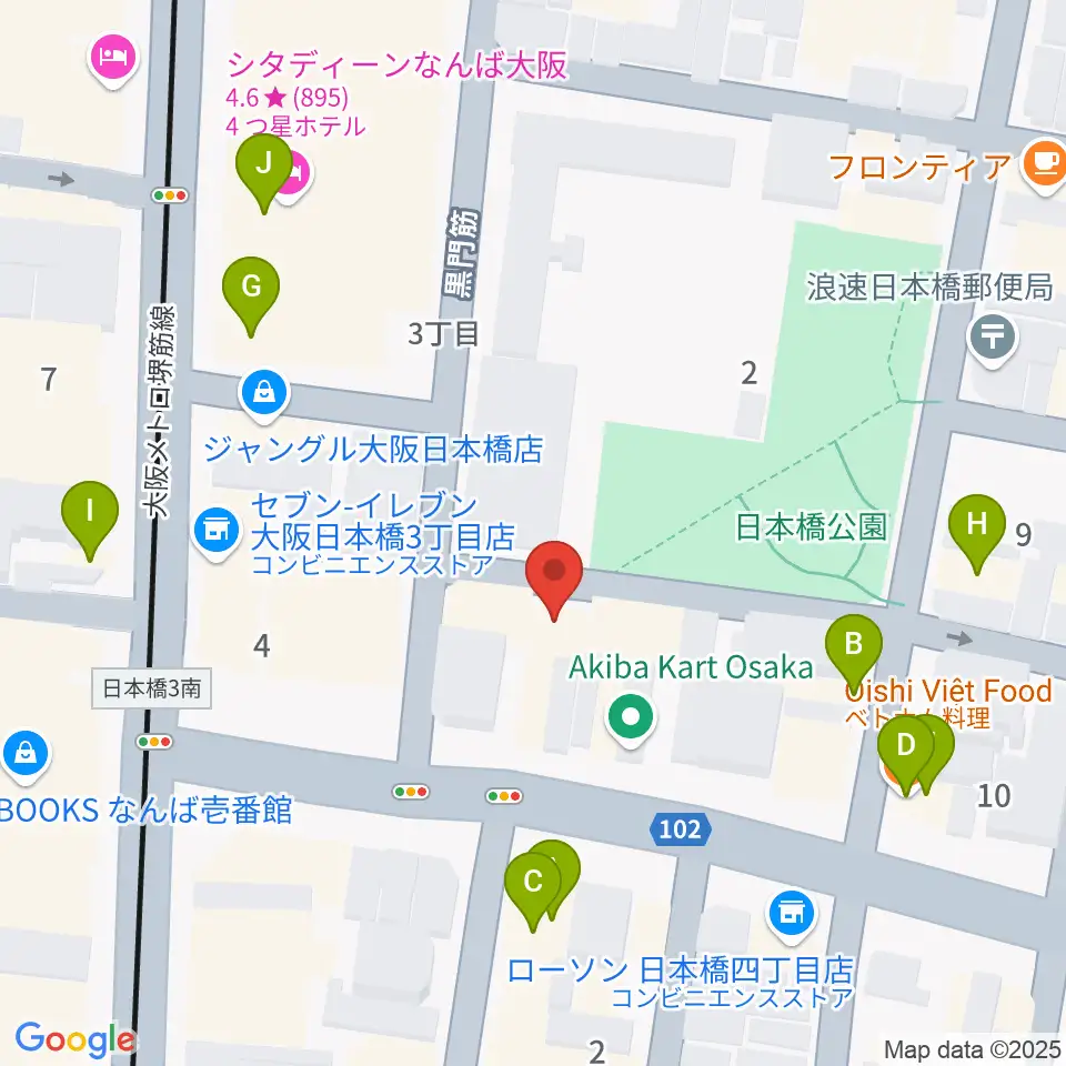 インディペンデントシアター1st周辺のファミレス・ファーストフード一覧地図