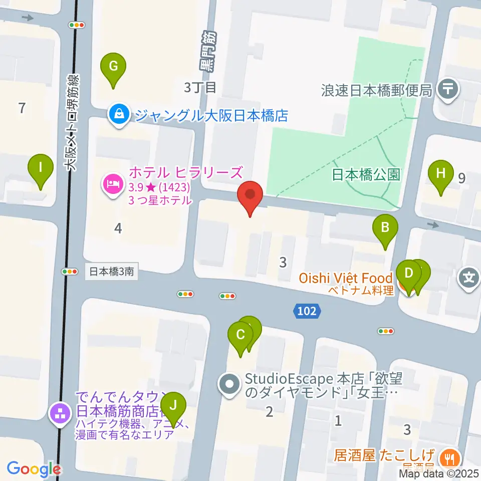 インディペンデントシアター1st周辺のファミレス・ファーストフード一覧地図