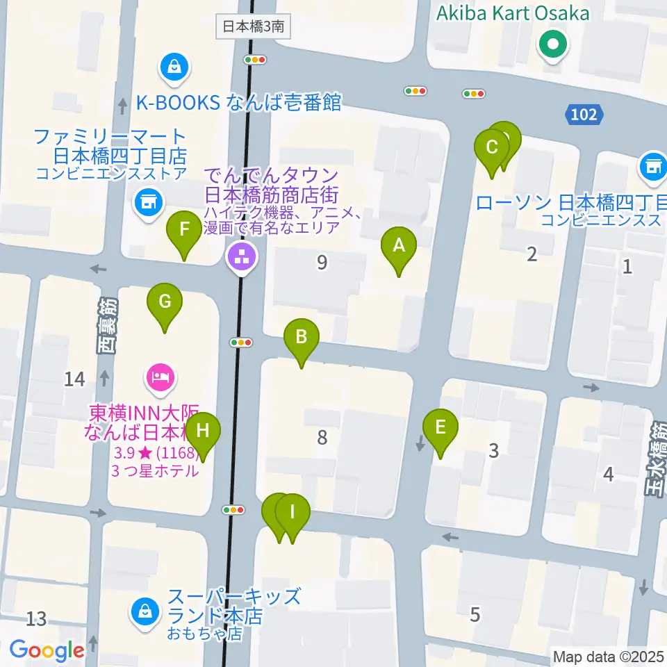 インディペンデントシアター2nd周辺のファミレス・ファーストフード一覧地図