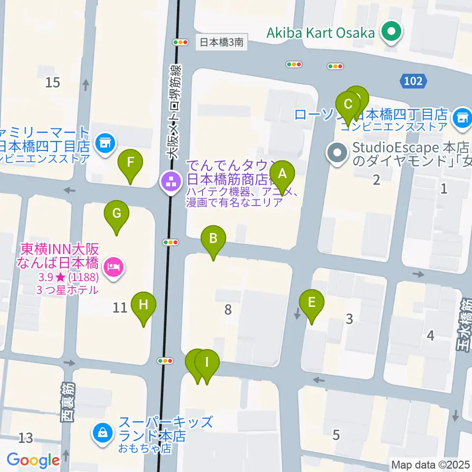 インディペンデントシアター2nd周辺のファミレス・ファーストフード一覧地図