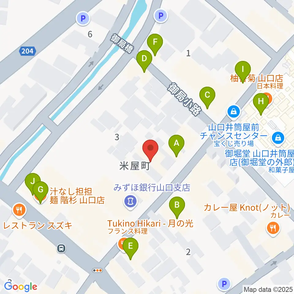 グランドミック三好屋楽器 山口本店周辺のファミレス・ファーストフード一覧地図