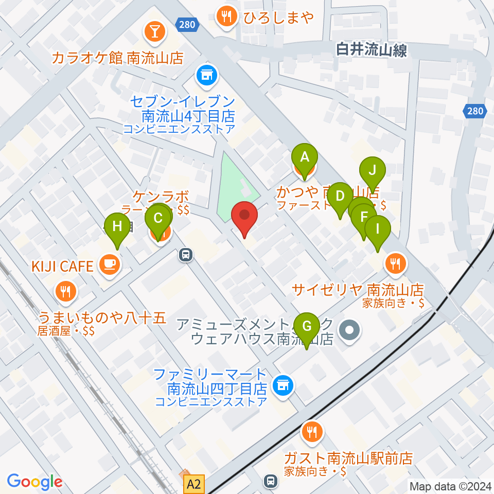 みみミュージック周辺のファミレス・ファーストフード一覧地図