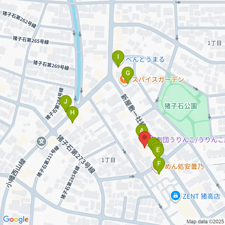 うりんこ劇場周辺のファミレス・ファーストフード一覧地図