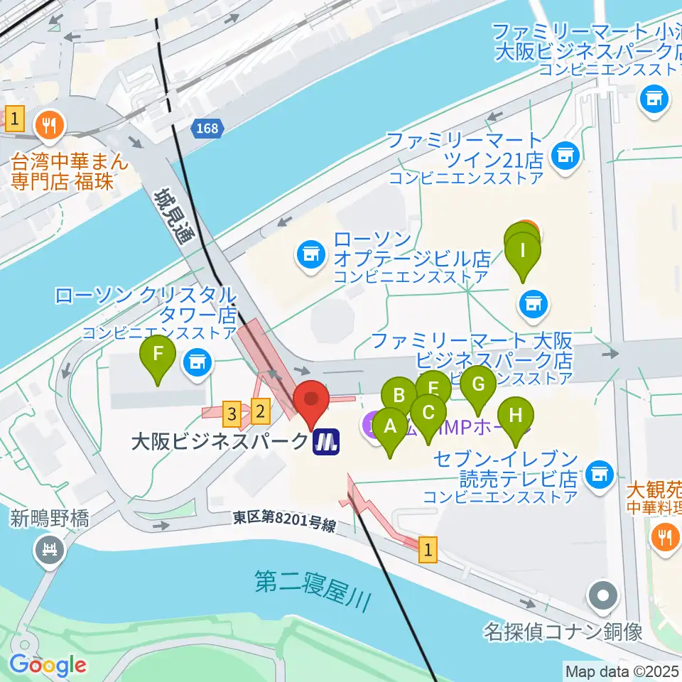 松下IMPホール周辺のファミレス・ファーストフード一覧地図