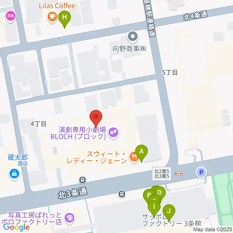 演劇専用小劇場BLOCH (ブロック)周辺のファミレス・ファーストフード一覧地図