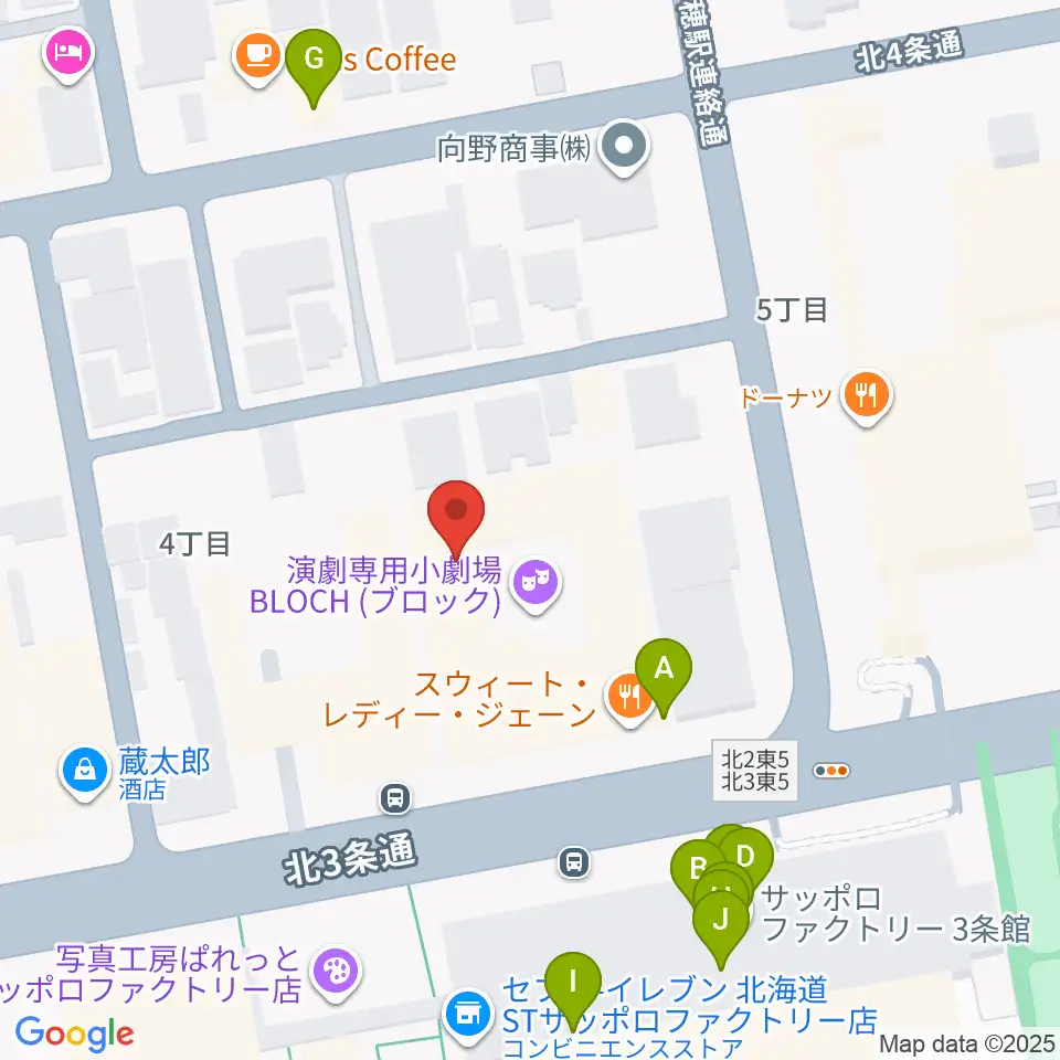 演劇専用小劇場BLOCH (ブロック)周辺のファミレス・ファーストフード一覧地図