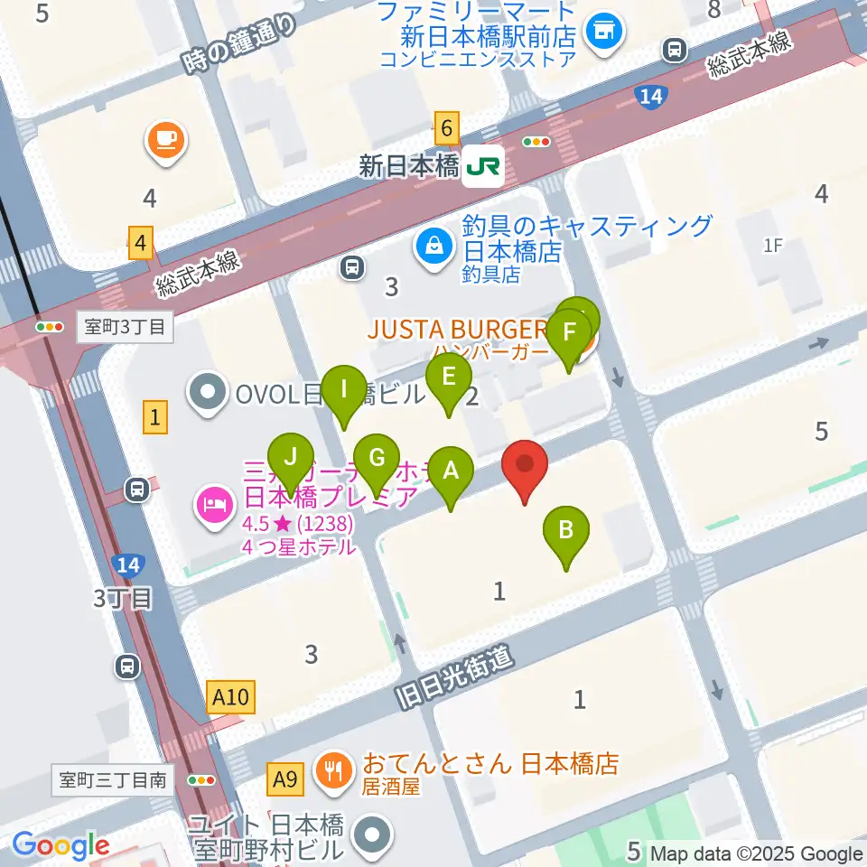 お江戸日本橋亭[休館中]周辺のファミレス・ファーストフード一覧地図