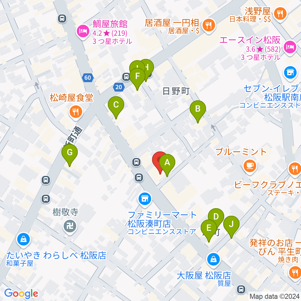 ジャズ茶房サライ周辺のファミレス・ファーストフード一覧地図