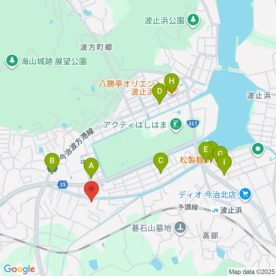 南海ピアノ周辺のファミレス・ファーストフード一覧地図